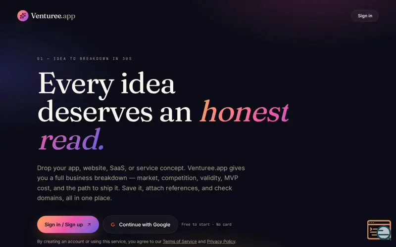 Screenshot of Venturee.app