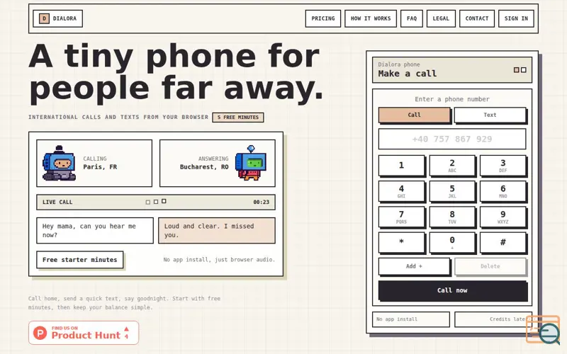 Screenshot of Dialora