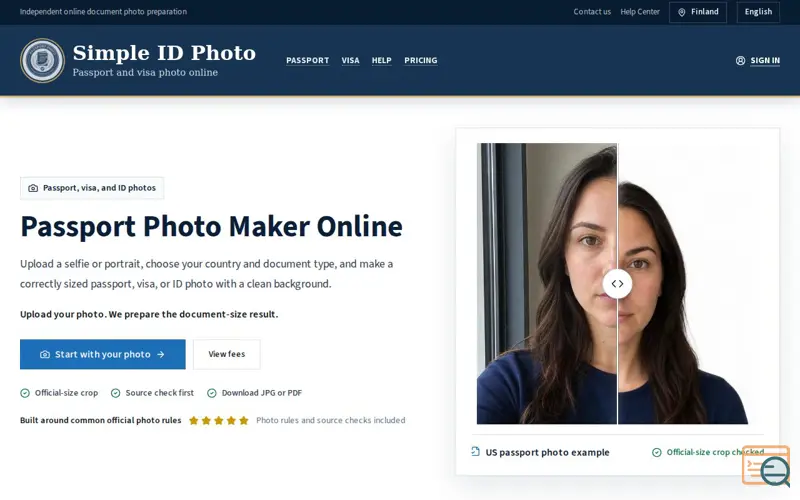 Screenshot of passport size photo