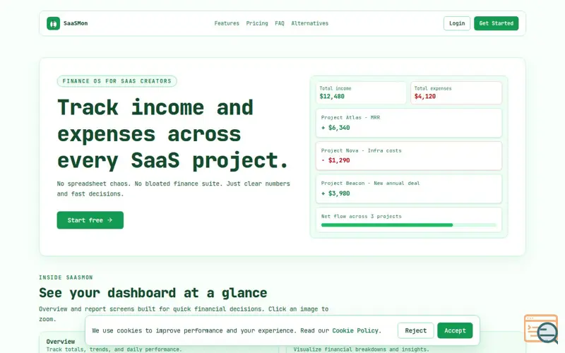 Screenshot of SaaSMon