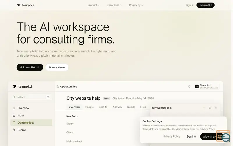 Screenshot of Teampitch