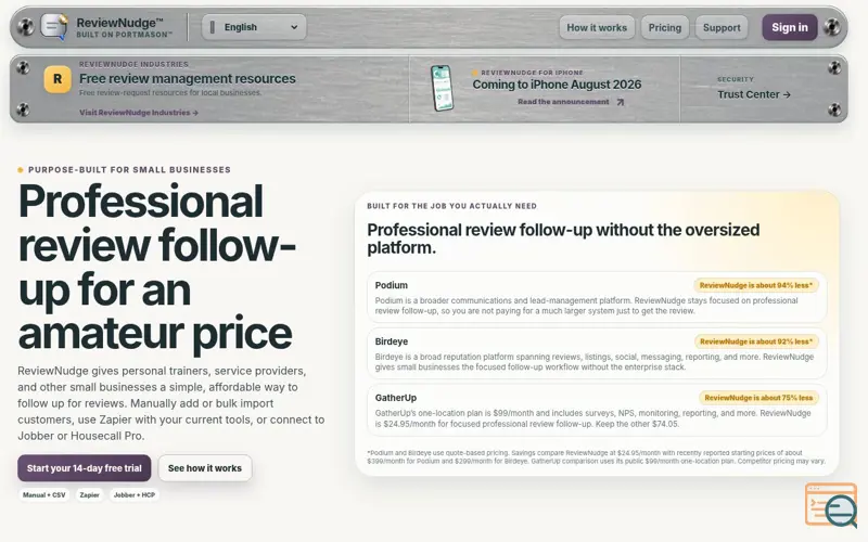 Screenshot of ReviewNudge
