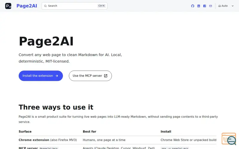 Screenshot of Page2AI