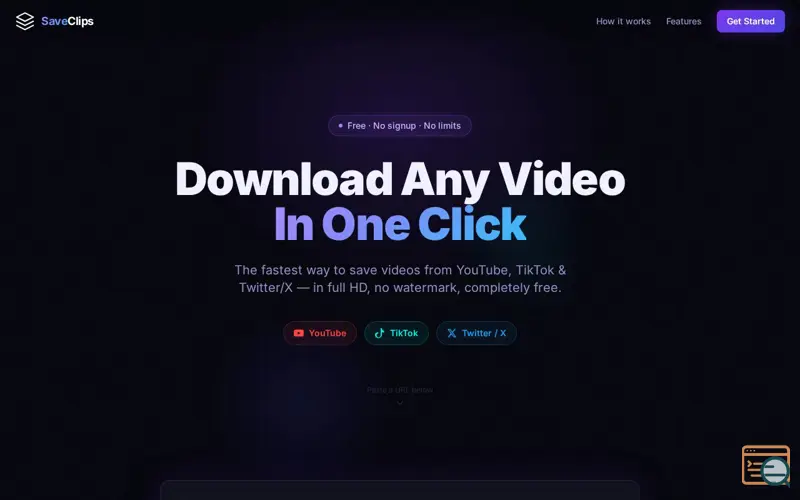 Screenshot of SaveClips