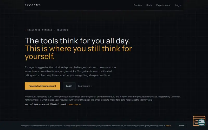 Screenshot of Excogni