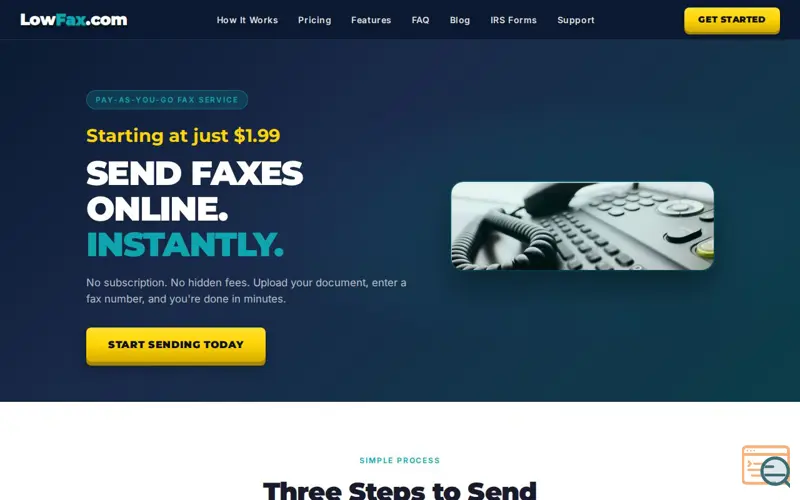Screenshot of LowFax.com