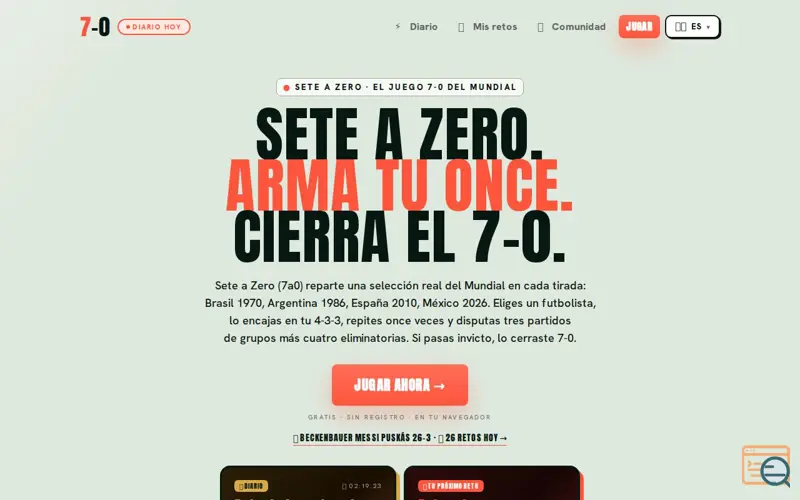 Screenshot of Sete a Zero