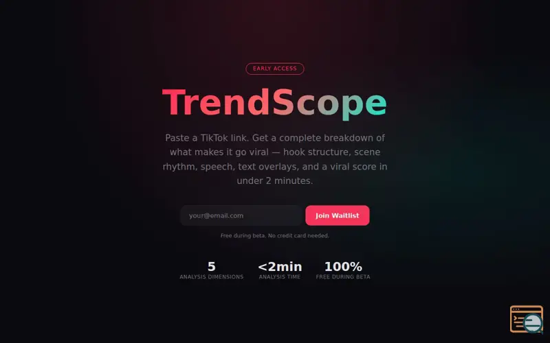 Screenshot of TrendScope — TikTok Viral Analyzer