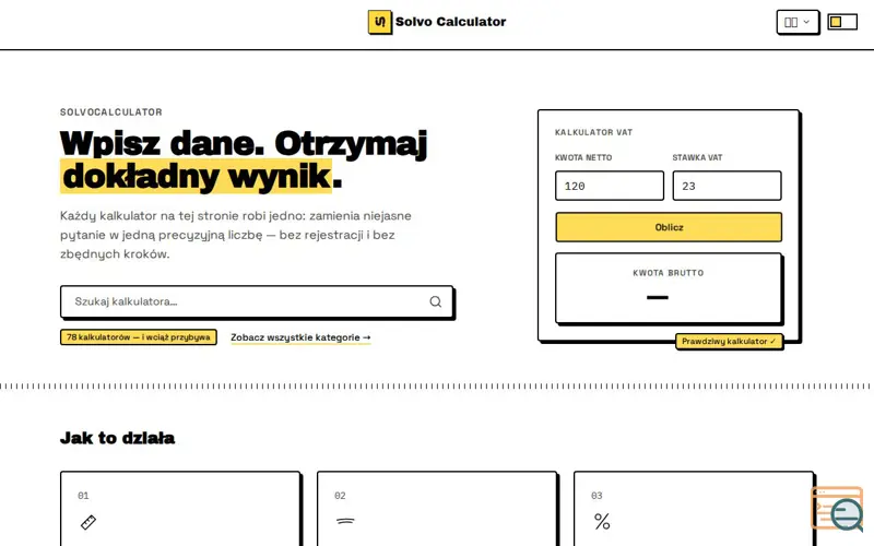 Screenshot of Solvocalculator