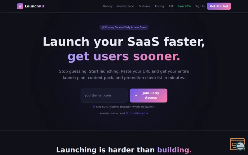 Screenshot of LaunchKit Ship &Promote Your SaaS Faster