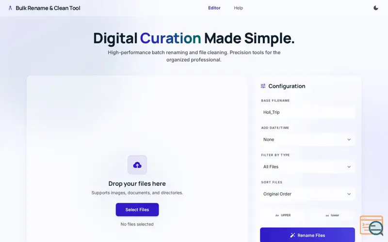 Screenshot of Bulk Rename & Clean Tool