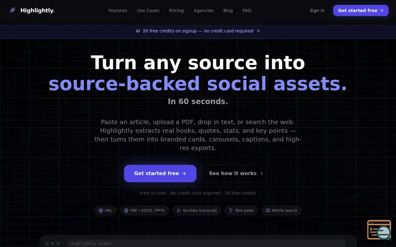 Screenshot of Highlightly