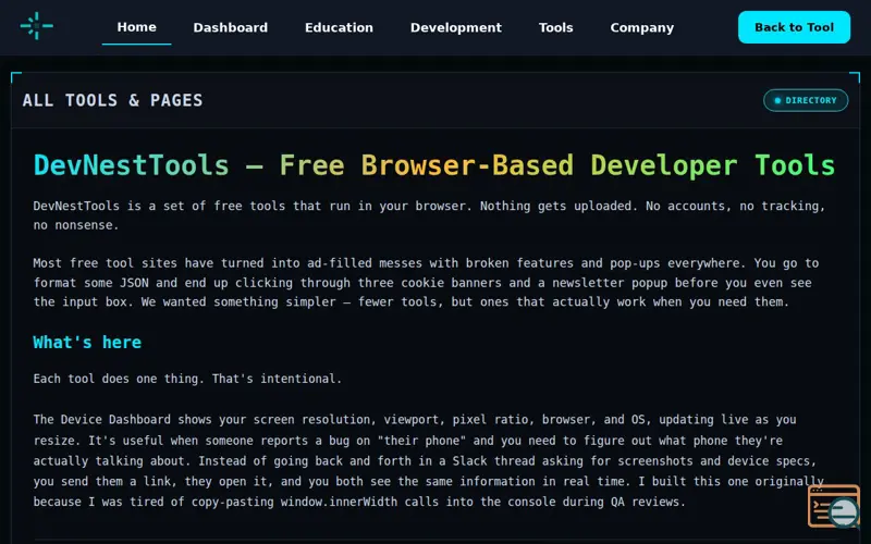 Screenshot of DevNestTools