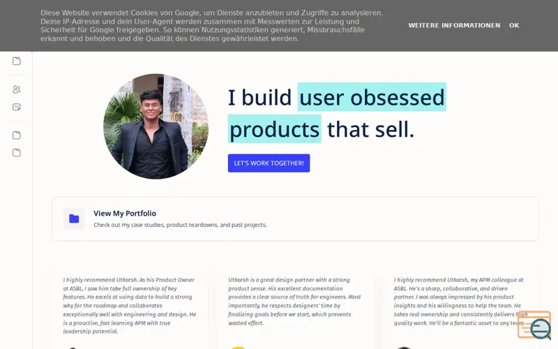 Screenshot of Utkarsh - Product Manager