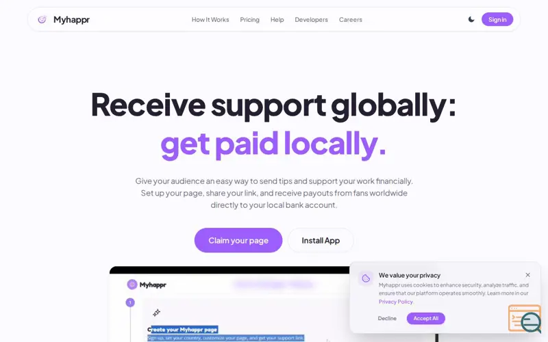 Screenshot of Myhappr