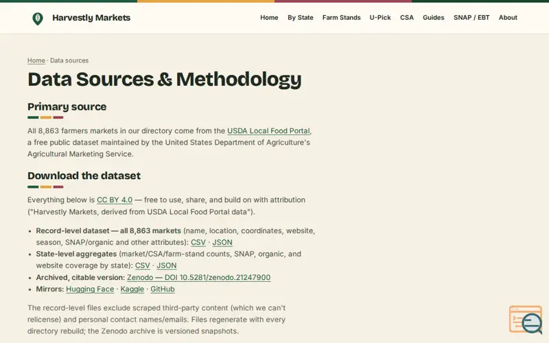 Screenshot of Harvestlymarkets