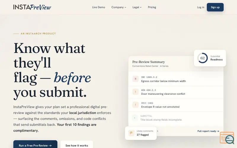 Screenshot of InstaPreView — Plan Review