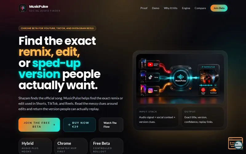 Screenshot of MusicPulse — Find Any Social Remix