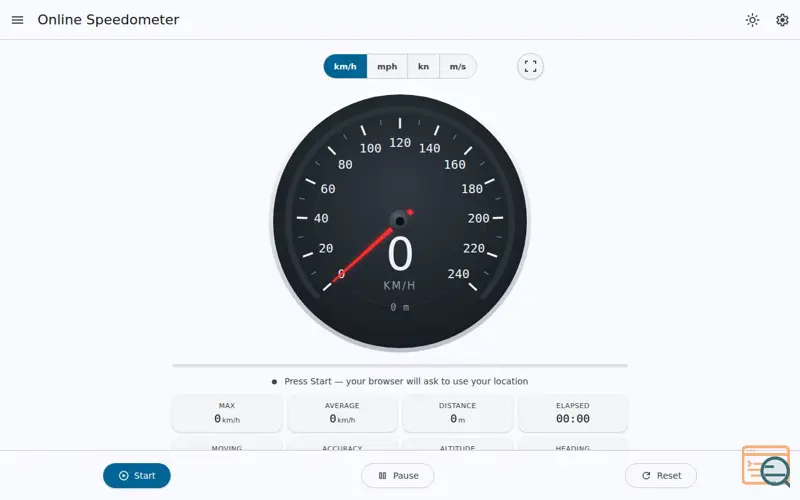 Screenshot of Online Speedometer