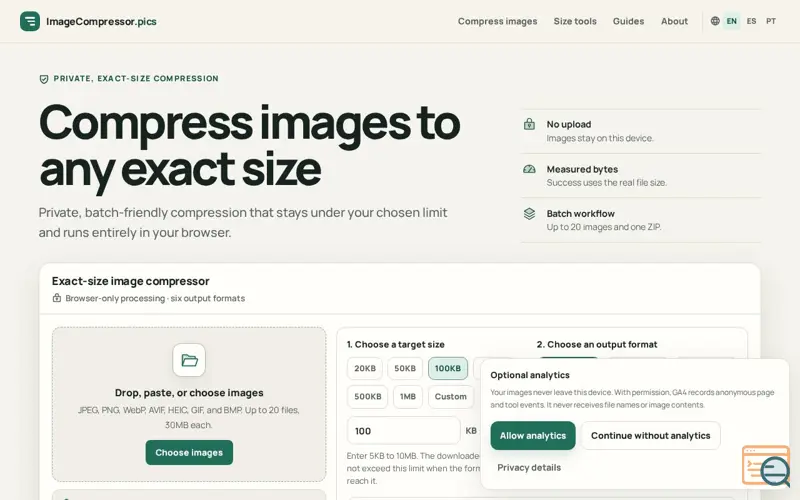 Screenshot of ImageCompressor.pics