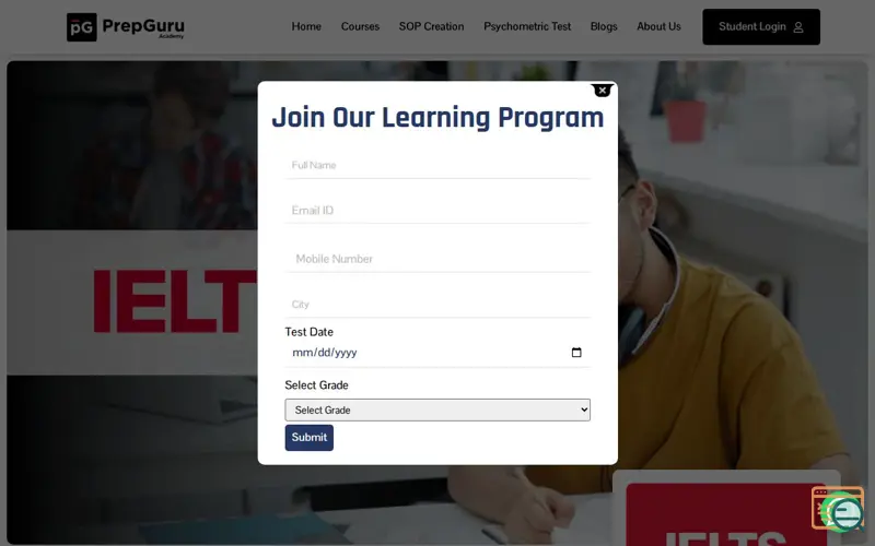Screenshot of PrepGuru Academy