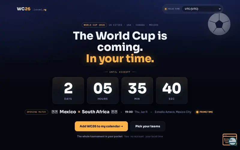 Screenshot of WC26.iscomi.ng