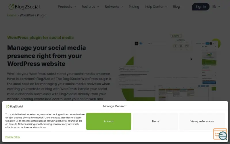 Screenshot of Blog2Social