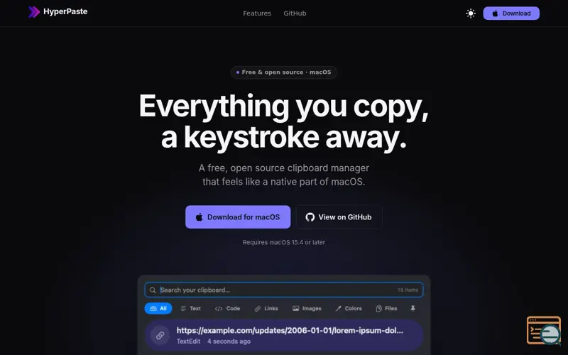Screenshot of HyperPaste
