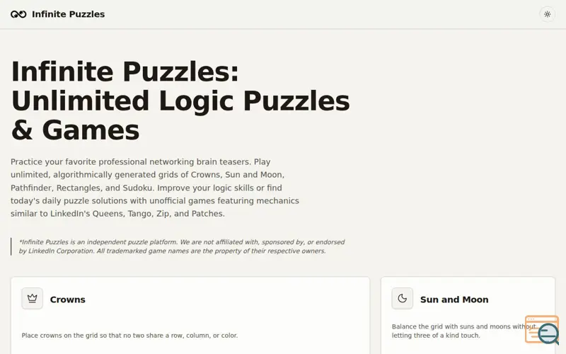 Screenshot of Infinite Puzzles