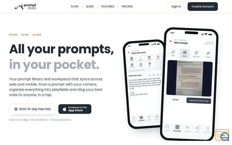 Screenshot of Prompt Shots