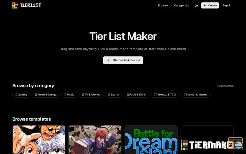 Screenshot of Tier List Maker