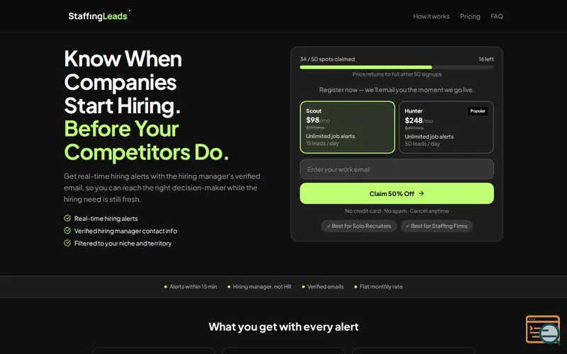 Screenshot of StaffingLeads