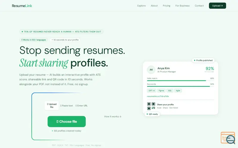 Screenshot of ResumeLink