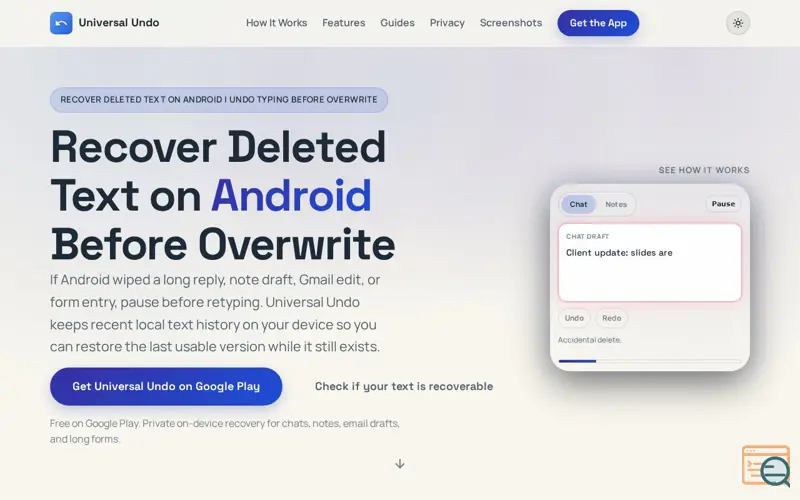 Screenshot of Universal Undo
