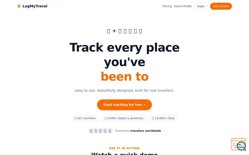 Screenshot of LogMyTravel