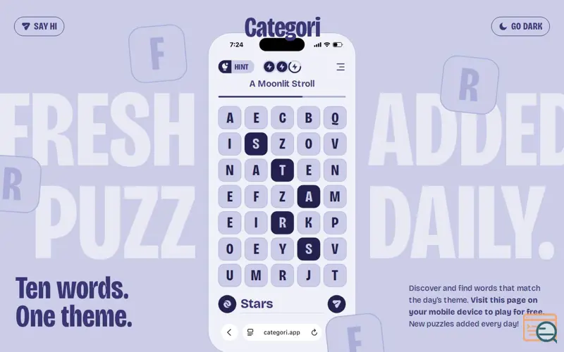 Screenshot of Categori