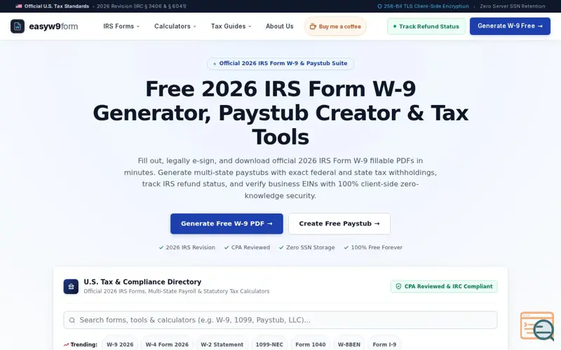 Screenshot of EasyW9Form Tax & Compliance Suite