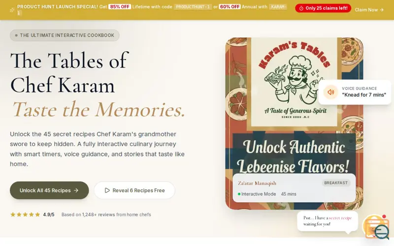 Screenshot of Karam's Tables | Mawaidy