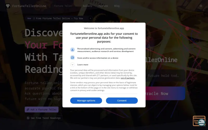 Screenshot of FortuneTellerOnline