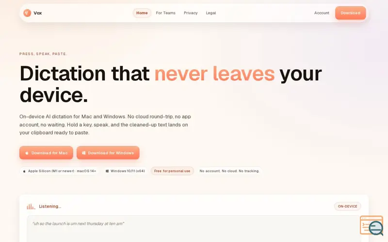 Screenshot of Vox