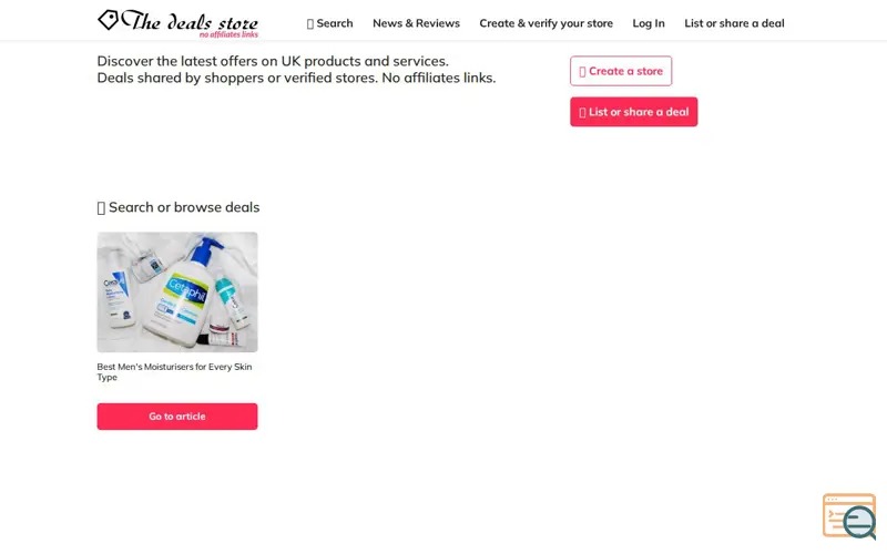 Screenshot of The Deals Store