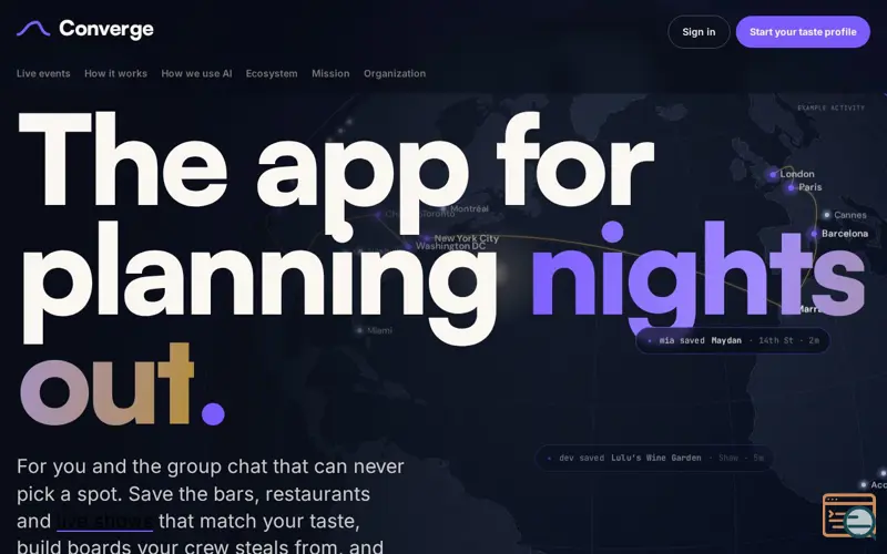 Screenshot of Converge — The app for planning nights out.