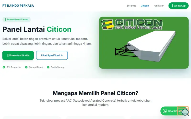 Screenshot of Panel Lantai Citicon