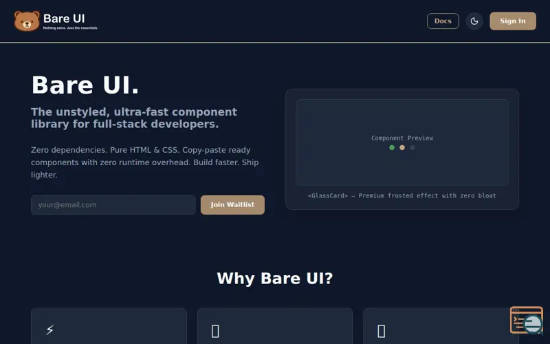 Screenshot of Bare UI