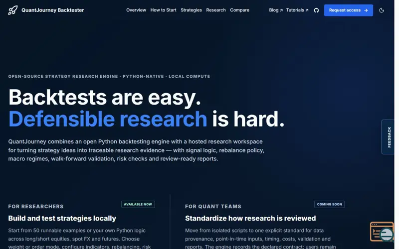 Screenshot of QuantJourney Backtester