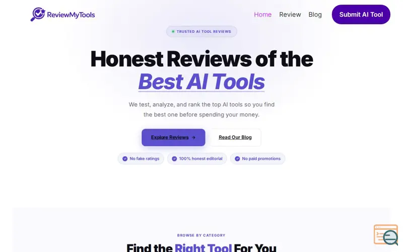 Screenshot of ReviewMyTools