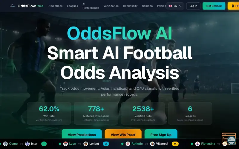 Screenshot of Oddsflow AI , a launch using API-Sports