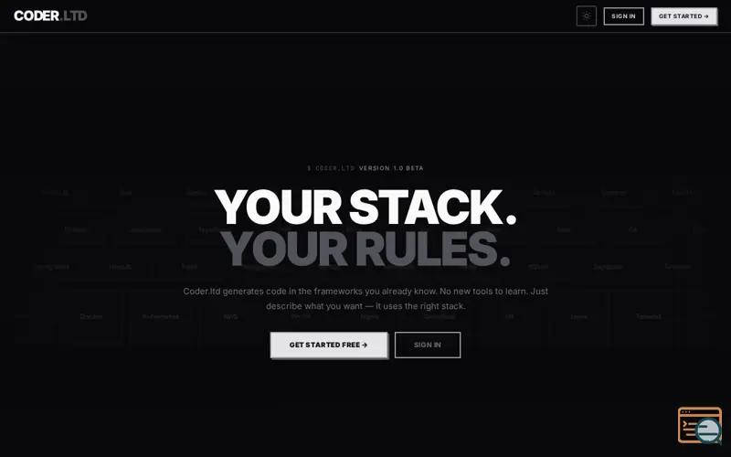 Screenshot of Coder.ltd — Describe It. We Build It.