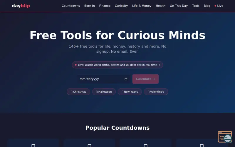Screenshot of Dayblip