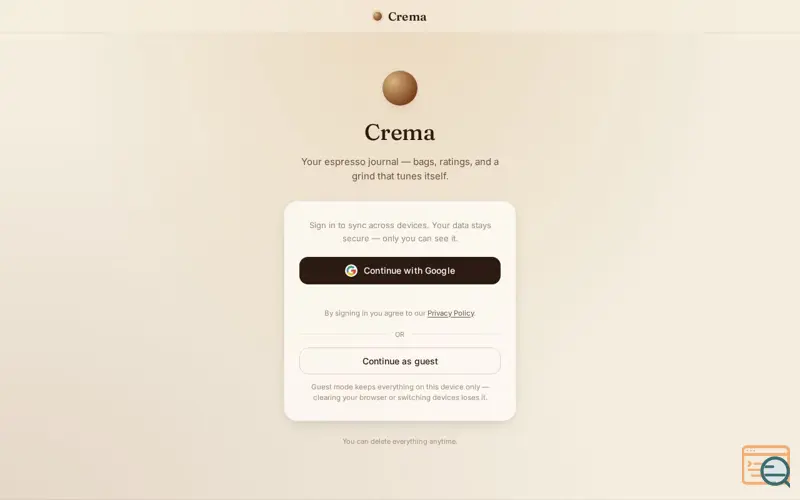 Screenshot of Crema